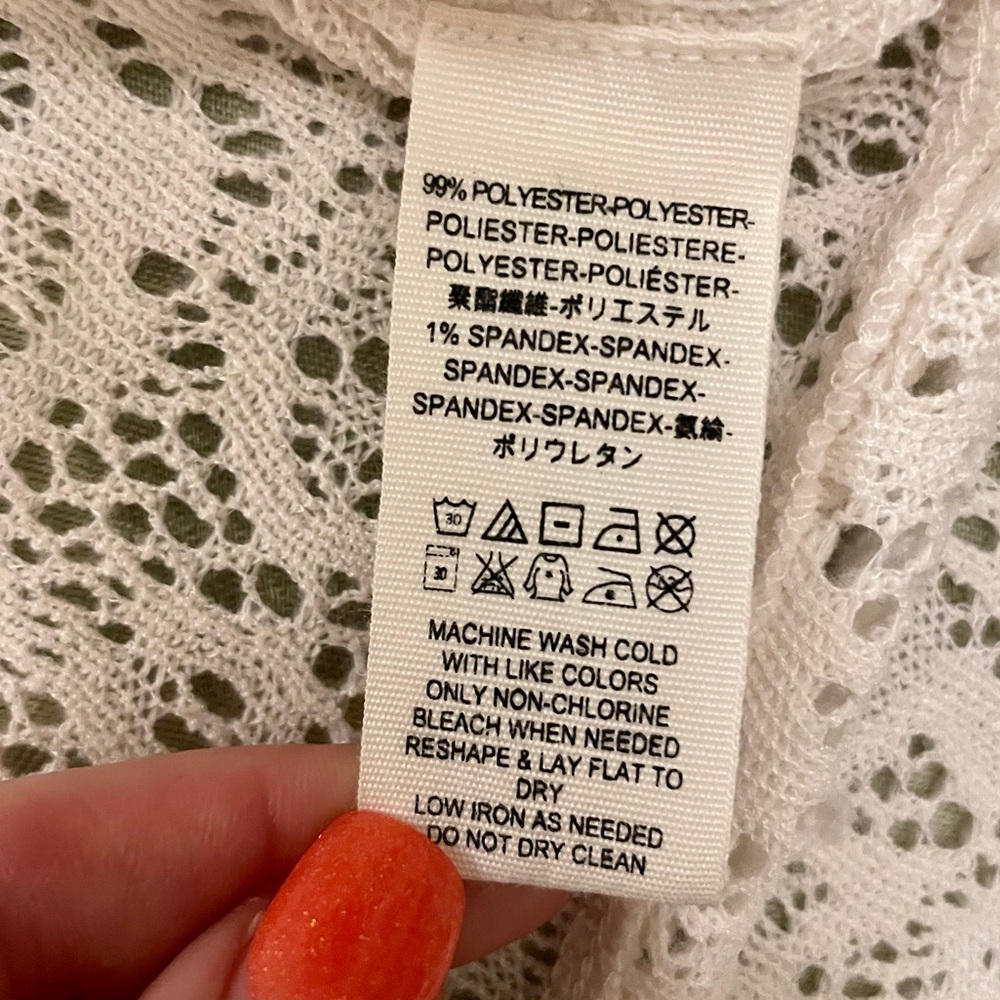 Free People Oversized Crochet Lace Eyelet Sweater Sweatshirt Long Sleeve Top S P - Picture 11 of 16